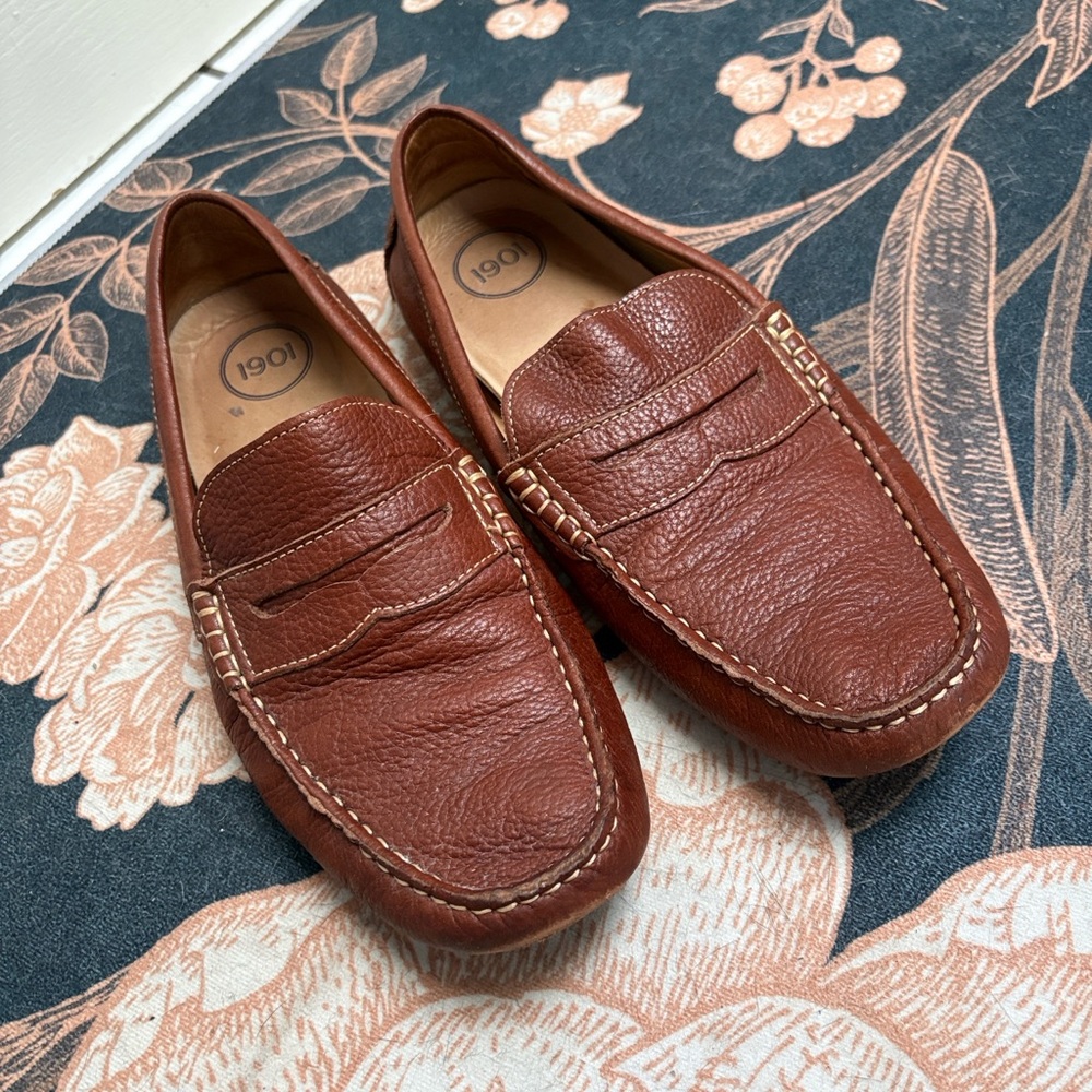1901 Men's Elegance Brown Leather Slip-On Loafers Made in Brazil Shoes Size 9.5M